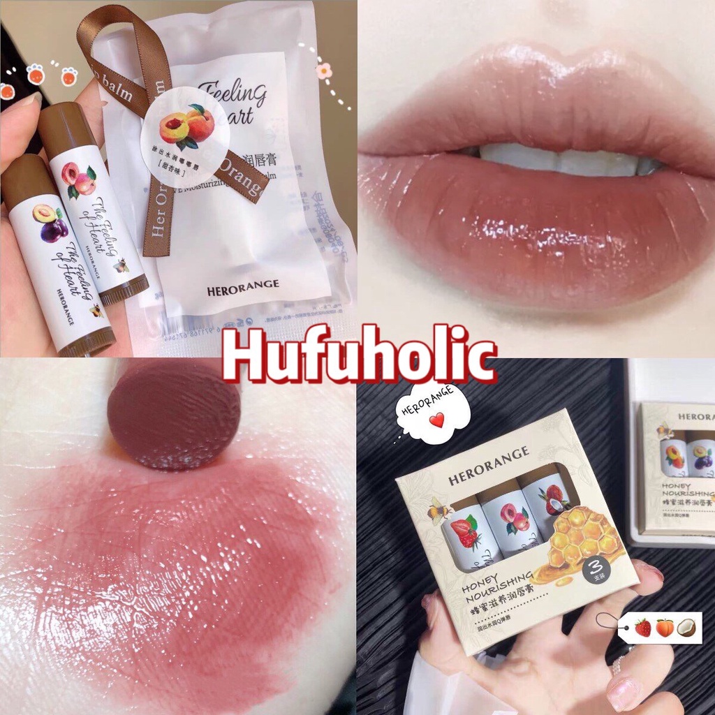 Son dưỡng có màu HERORANGE dưỡng ẩm căng mọng mềm môi The Feeling Of Heart Moisturizing Light Lip Balm dầu dừa HERO20