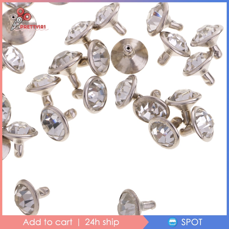1 [Prettyia] 50x Nút Đinh Tán Đính Kim Cương Giả Trang Trí Túi Xách / Vò