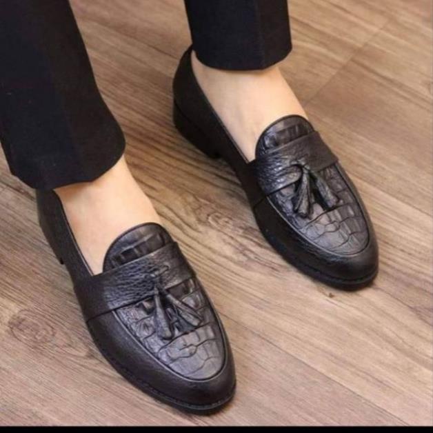 GIÀY LƯỜI NAM NƠ CHUÔI DẬP VÂN CÁ XẤU-CAM KẾT DA BÒ THÂT-CÓ BẢO HÀNH CC