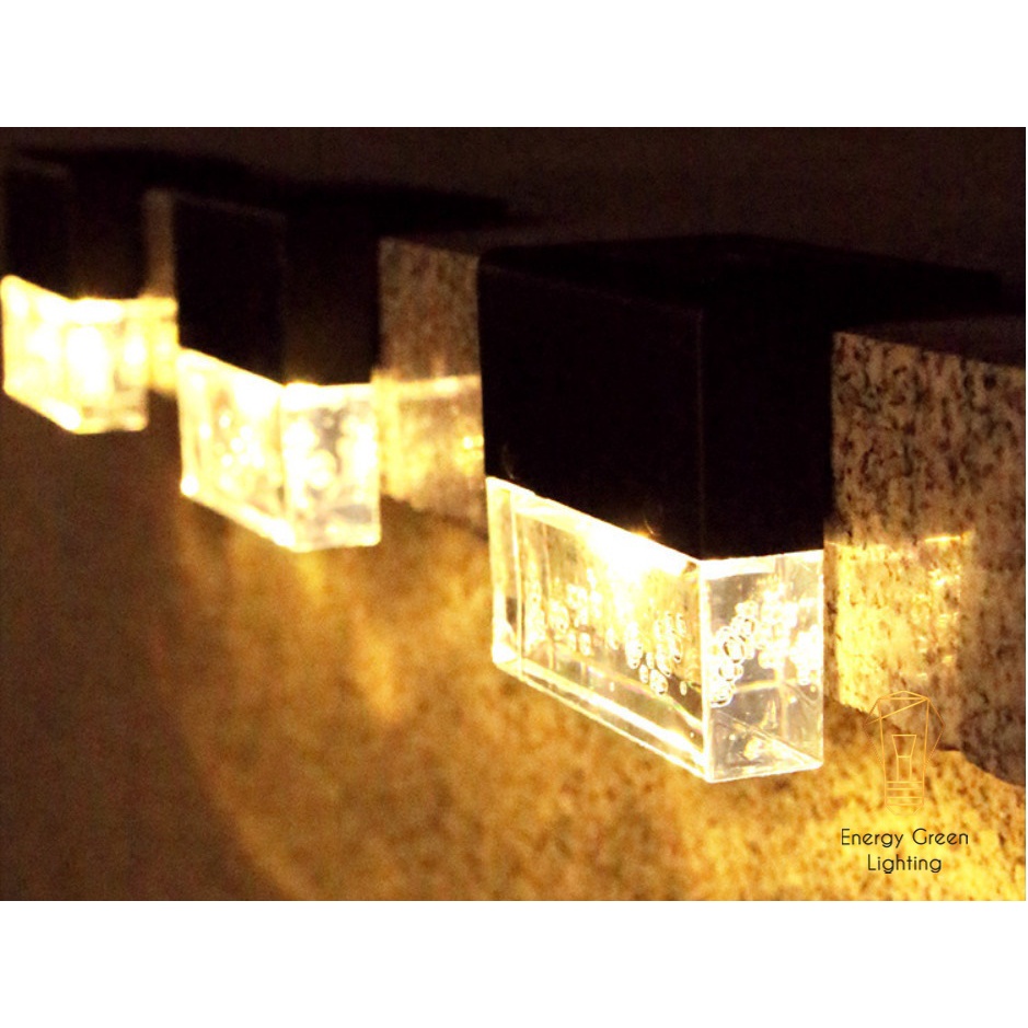 Đèn Led Gắn Tường Energy Green Lighting Pha lê Kiểu Viền Vuông SL-615 - Năng Lượng Mặt Trời - 2 Chế Độ Ánh Sáng Vàng