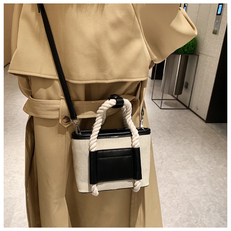 Túi Xách JASMIN NOIR Vải Canvas Nắp Gập Màu Sắc Tương Phản Thời Trang Dành Cho Nữ