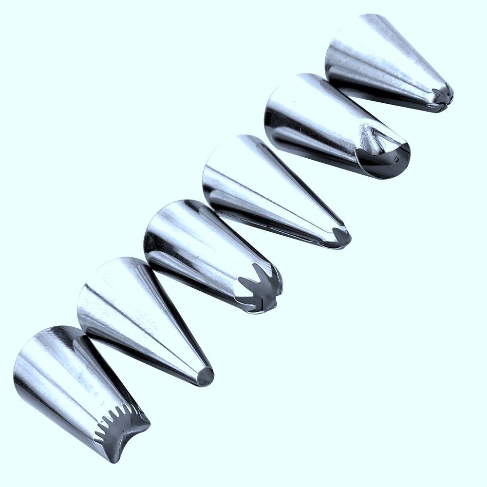 Bộ 6 Đuôi Bắt Bông Kem Bằng Thép Không Gỉ Kèm Túi Bắt Bông Kem Trang Trí Bánh