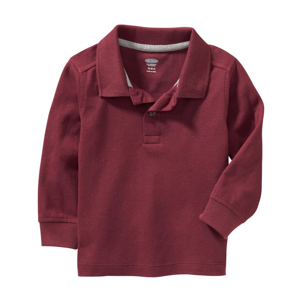 Áo polo bé trai chính hãng Old Navy nhập từ Mỹ -  Long-Sleeve Pique Polo for Toddler - Marin Berry