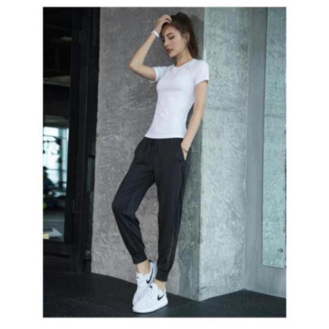 [EMMA] Quần Tập Gym Nữ [JOGGER] Thể Thao Thun Pha Lưới Hông [ĐỒ TẬP]