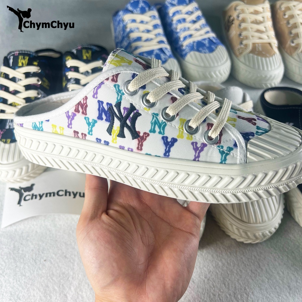 Giày Sục Đạp Gót MLB NY Nữ màu đen