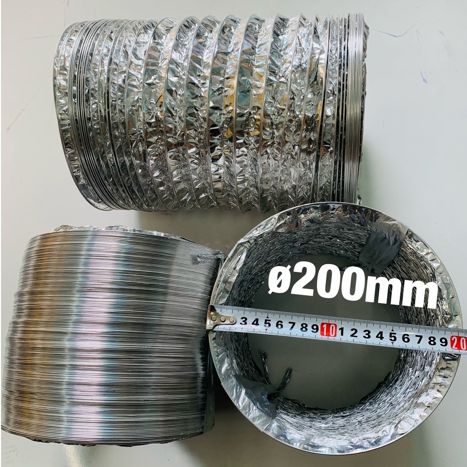 Ống dẫn gió mềm , ống nhôm nhún, ống bạc hút mùi , ống sun bạc Ø100, Ø125, Ø150, Ø200, Ø250 mm loại dày