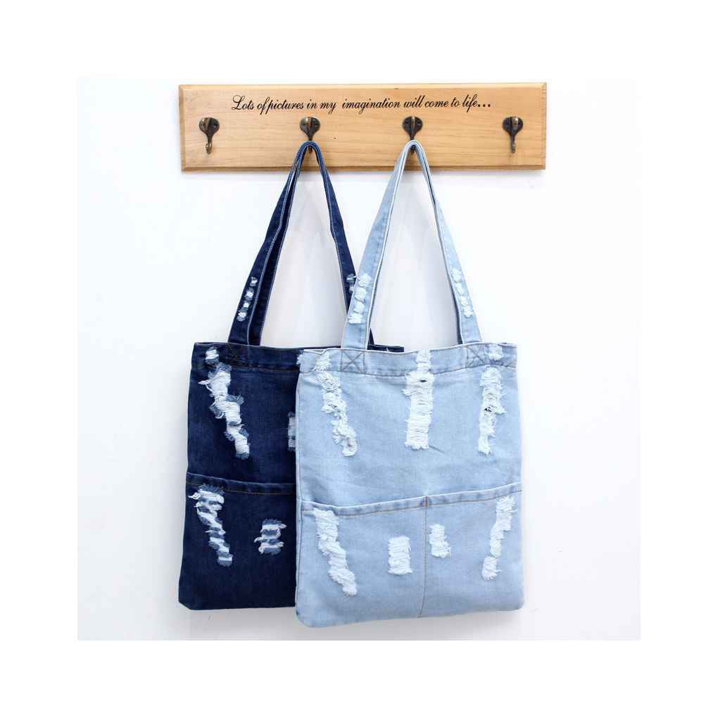 Túi tote denim ngăn rộng cho nữ