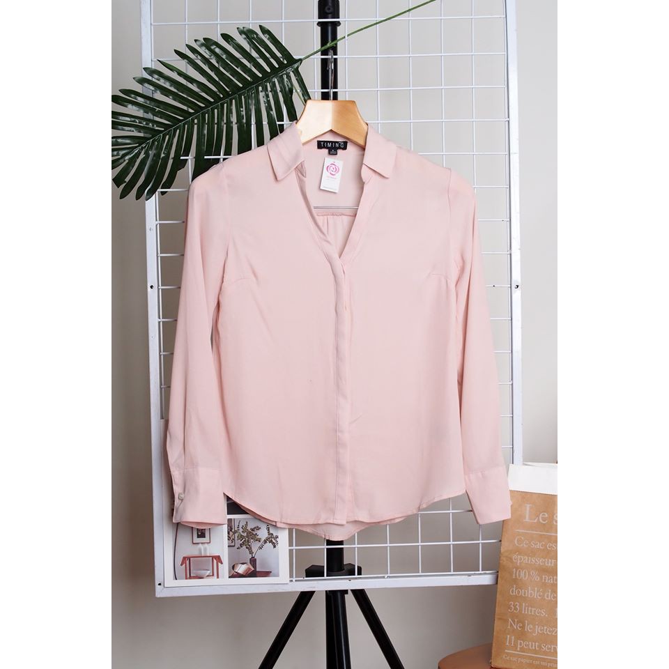Áo sơ mi voan cổ V tay dài TIMING