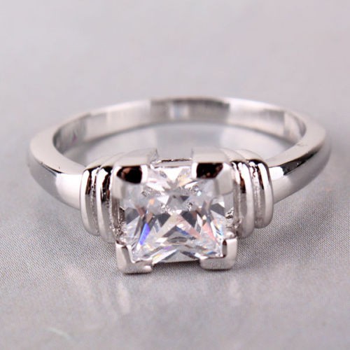 Nhẫn Xi Mạ Vàng Trắng 18k Đính Đá Topaz Cổ Điển