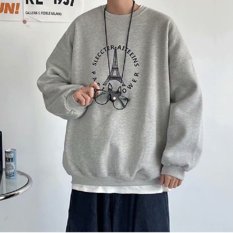 Áo sweatshirt tay dài dáng rộng mặc chui đầu size M-5XL ấm áp phong cách Nhật Bản thời trang dành cho nam