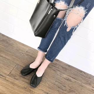 [ORDER] - Giày mũi vuông vạt chéo