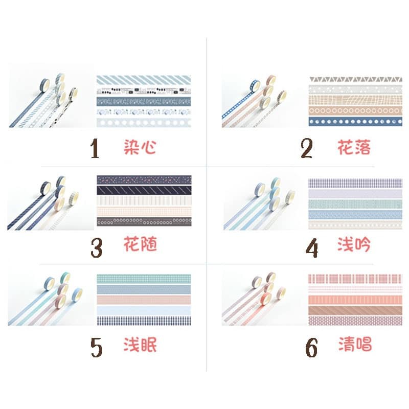 washi tape theo combo 5 cuộn (tùy chọn)- hình ảnh xinh xắn - trang trí sổ siêu xinh