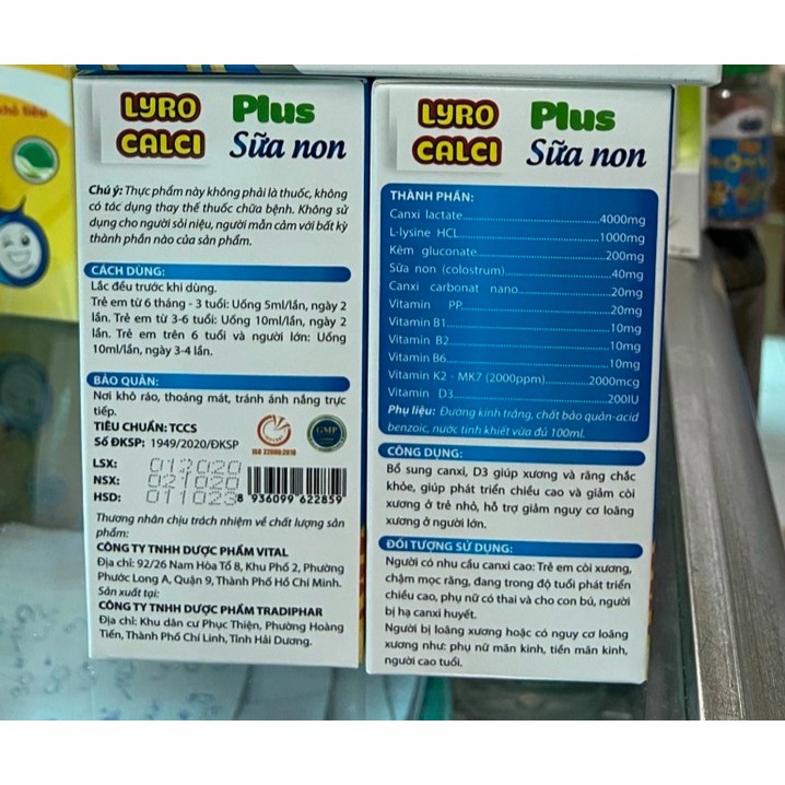 Lyro calci plus sữa non phát triển chiều cao, kích thích ăn ngon, cho xương chắc khoẻ chống còi xương, loãng xương