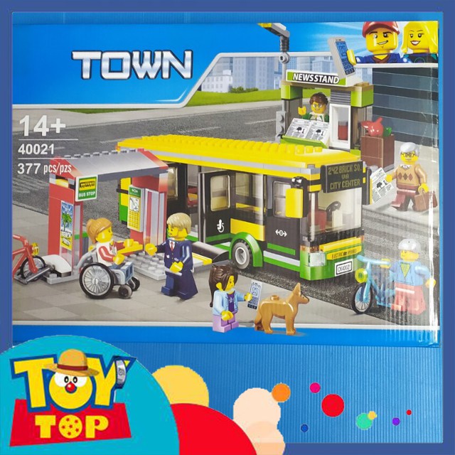 Bộ đồ chơi lắp ráp ghép City Town xếp hình trạm chờ xe ô tô buýt bus thành phố Leji 40021 / A19079 mô phỏng 60154