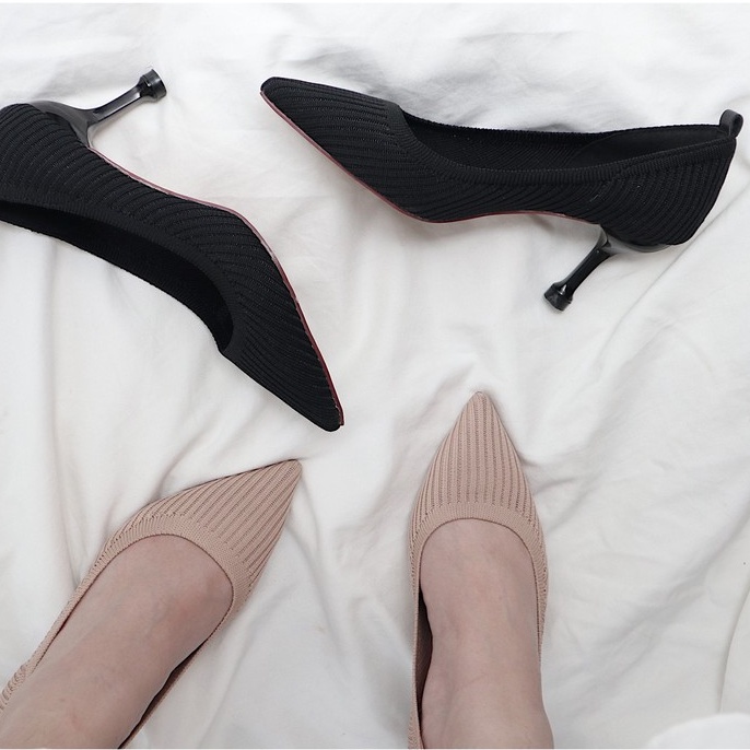 Giày cao gót vải Tweed - Tweed Pointy Heels