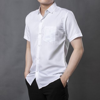 Áo sơ mi trơn tay ngắn có túi LADOS-8047, vải lụa không nhăn