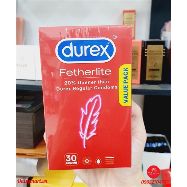 Bao cao su siêu mỏng Durex Fetherlite - Hộp 30 chiếc (HÀNG ÚC CHUẨN