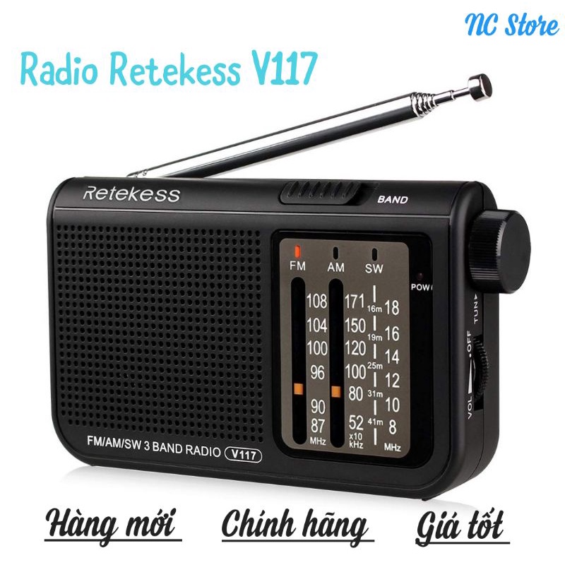 Đài chính hãng - Radio Retekess V117 Đài FM AM, Nghe đài VOV, Công nghệ DSP, Chất liệu bền bỉ, Bỏ túi, Dễ sử dụng
