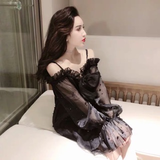 Đầm Trễ Vai Nơ Form Rộng