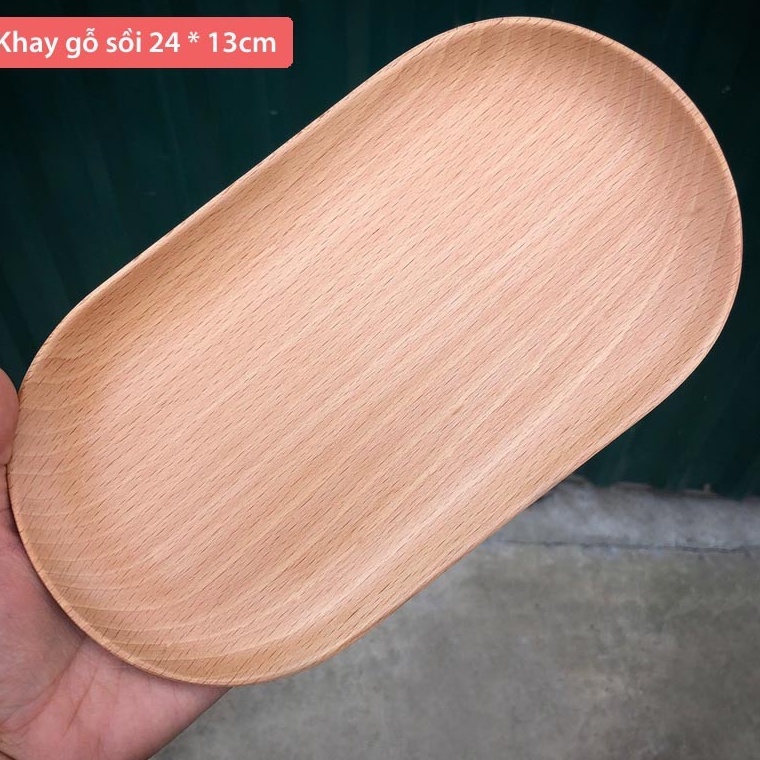 Khay Gỗ Đựng Đồ Ăn, Decor Hình Oval Chất Liệu Gỗ Beech Siêu Xinh - Kho đồ gỗ Hà Nội