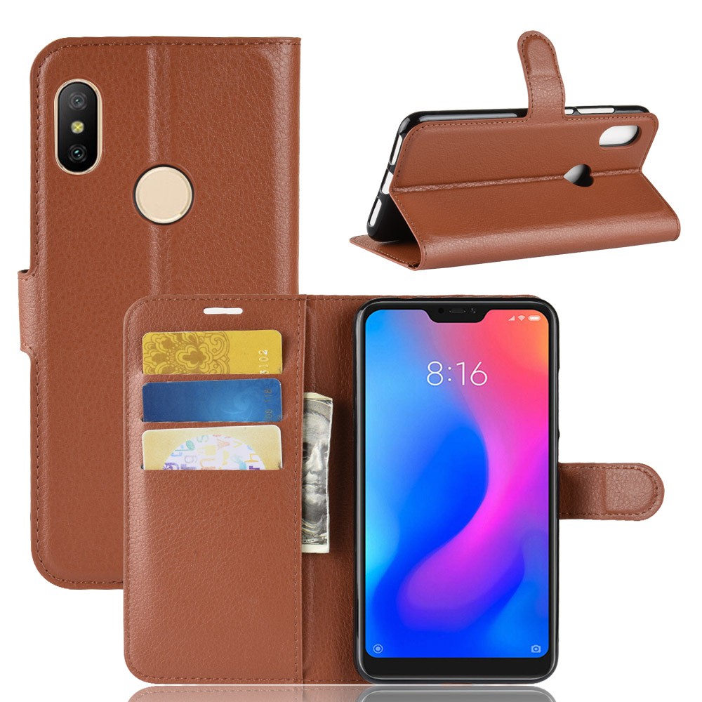 Vỏ Bao Da Điện Thoại Pu Phối Silicon Tích Hợp Ví Nắp Lật Tiện Dụng Dành Cho Xiaomi Redmi Note 6 Pro 6a S2 Go Đứng