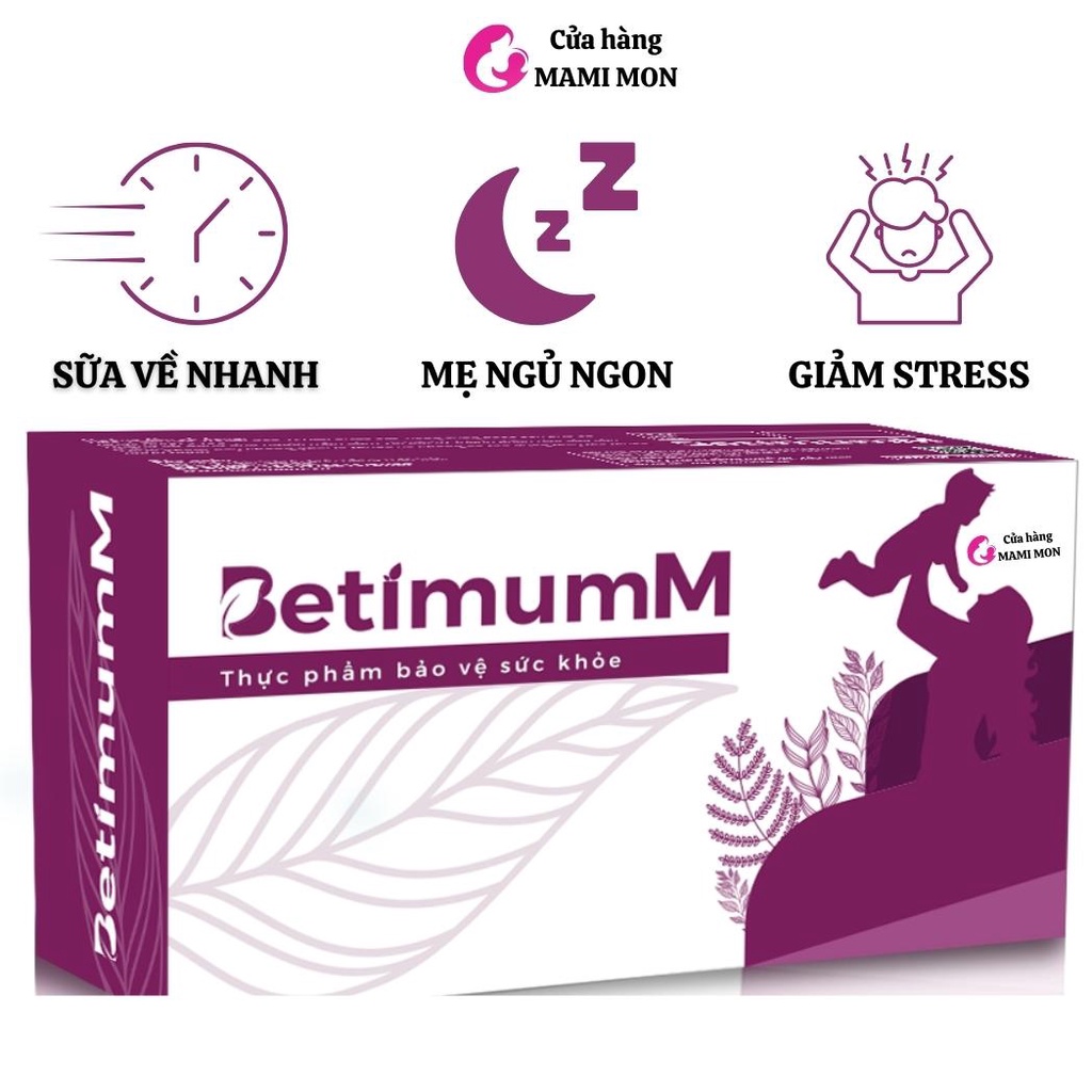 Lợi sữa Betimum SHOP MAMI MON viên uống trà ngũ cốc lợi sữa cỏ cà ri fenugreek