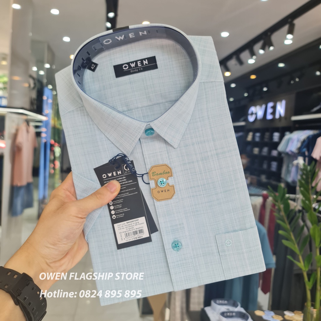 OWEN -  Áo sơ mi cộc tay dáng Bodyfit sợi Tre - Mã BA220072NT - OWEN Flagship Store