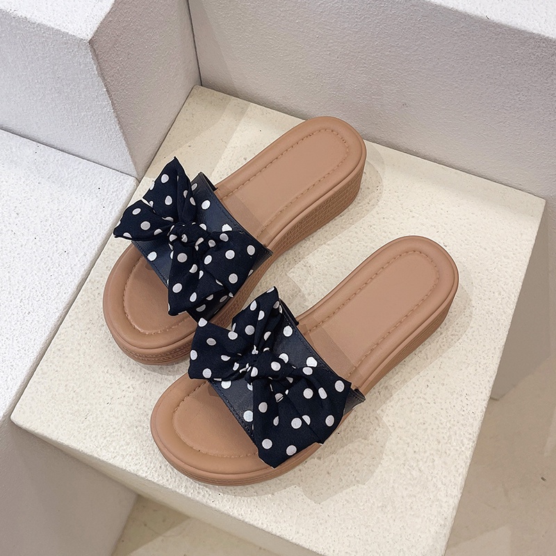 Dép sandal IELGY đế cao đính nơ dễ thương dành cho nữ