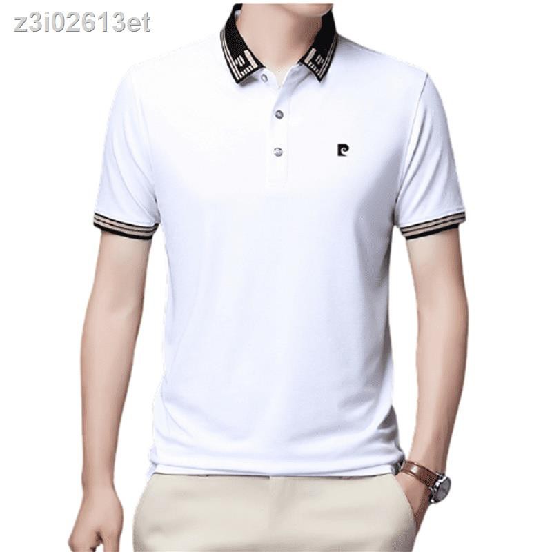 ❁ Áo thun nam ngắn tay có ve Pierre Cardin dành cho giới trẻ và trung niên lụa mỏng mùa hè POLO