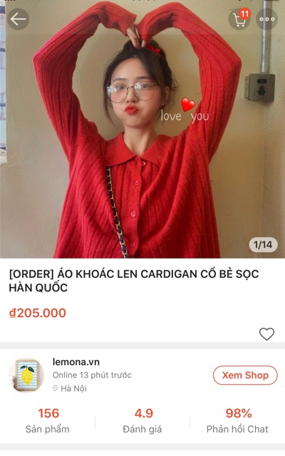 Áo khoác len cardigan cổ bẻ sọc Hàn Quốc