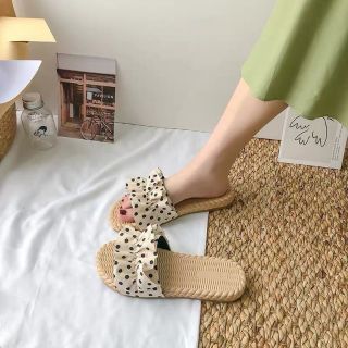 Dép Nữ Đế Giả Cói Chấm Bi Siêu Dẻo