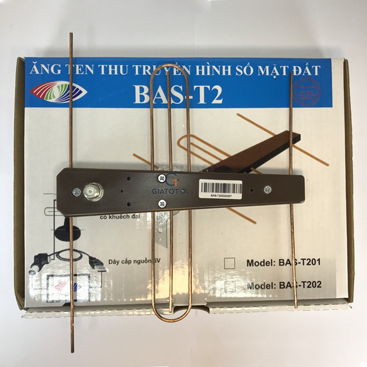 Combo Anten DVB T2 có mạch khuếch đại BAS-T2 + 15m dây cáp + cáp cấp nguồn