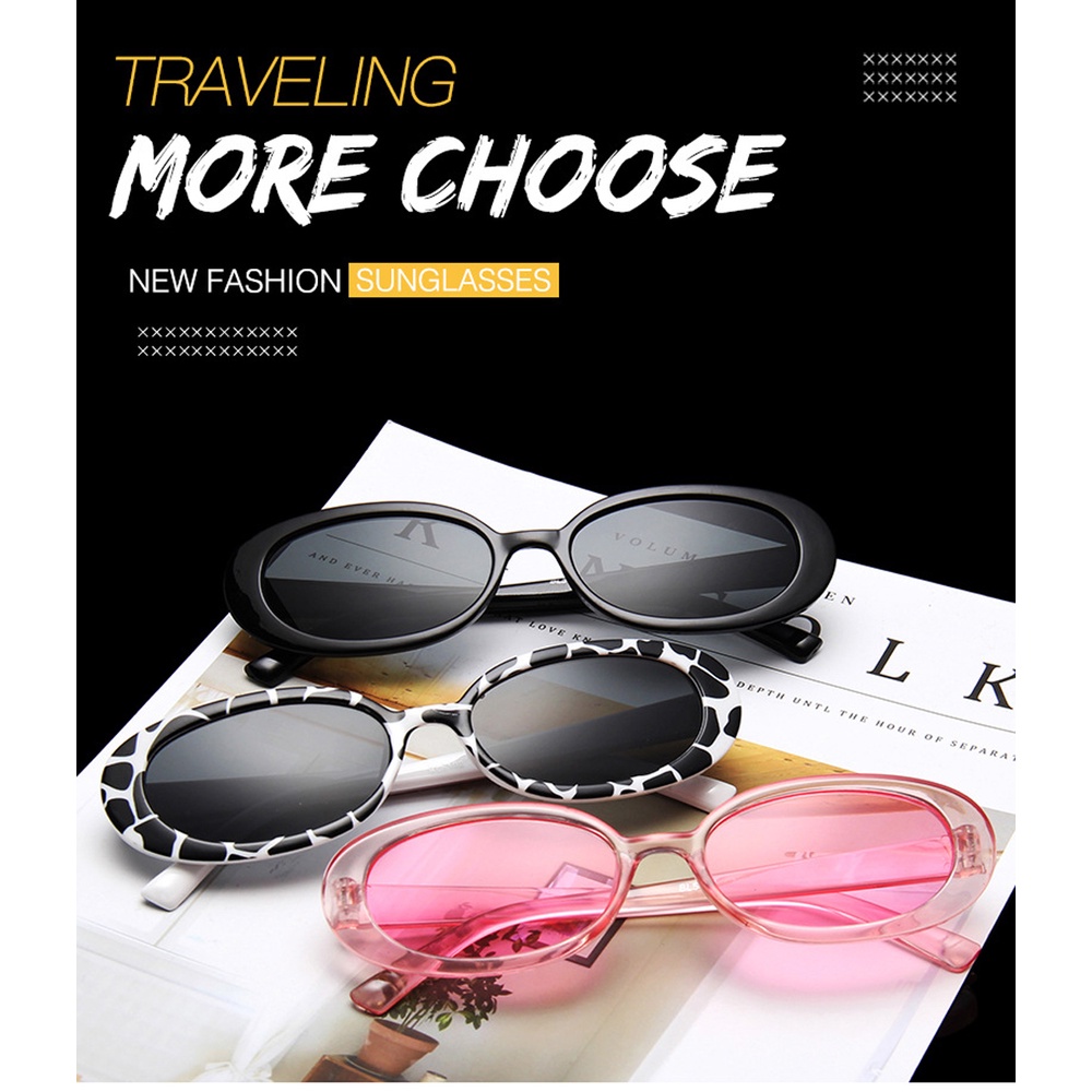 Kính Mát Hình Oval Màu Đen Chống Tia UV400 Phong Cách Cổ Điển Cho Nữ