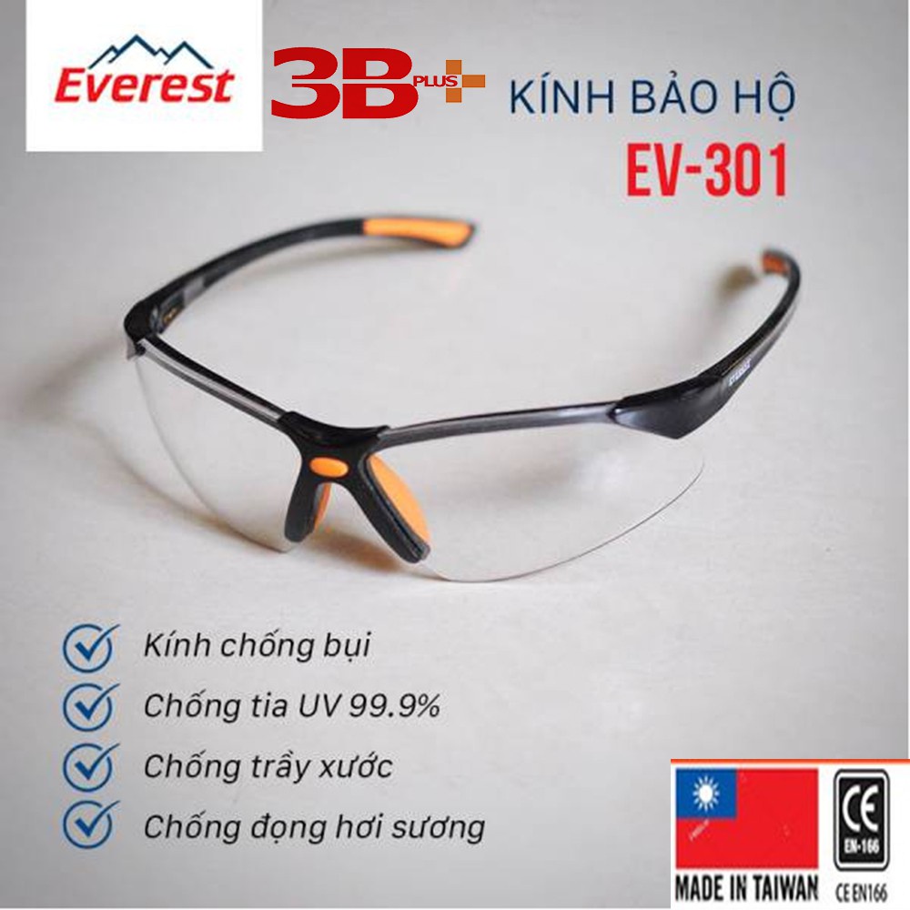 KÍNH BẢO HỘ, KÍNH CHỐNG TIA UV, KÍNH MÁT ÔM SÁT MẶT EV 301- EV302