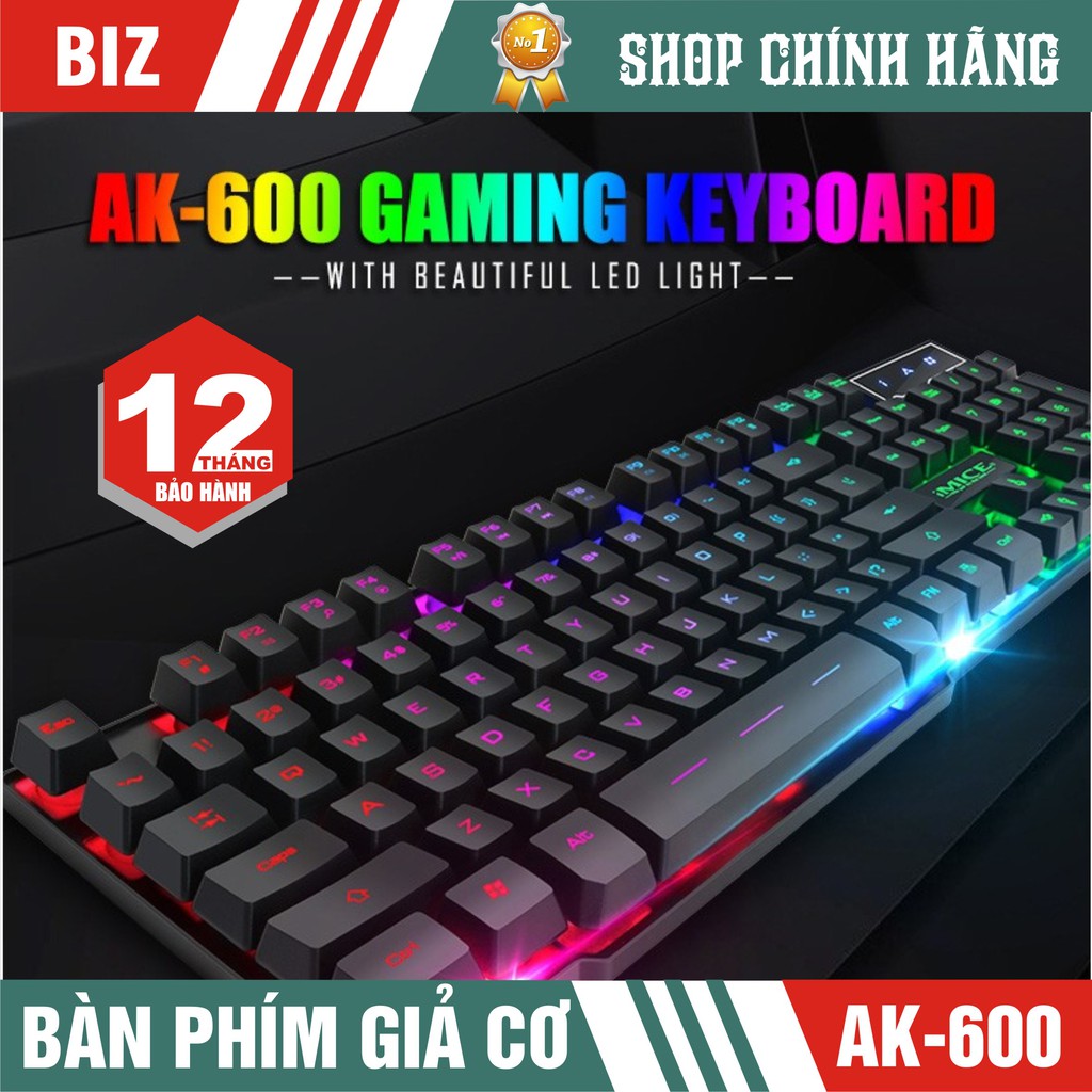 [Mã 2404EL10K giảm 10K đơn 20K] Bàn phím gaming giả cơ IMICE AK 600 - Led 7 màu - Chống thấm nước!