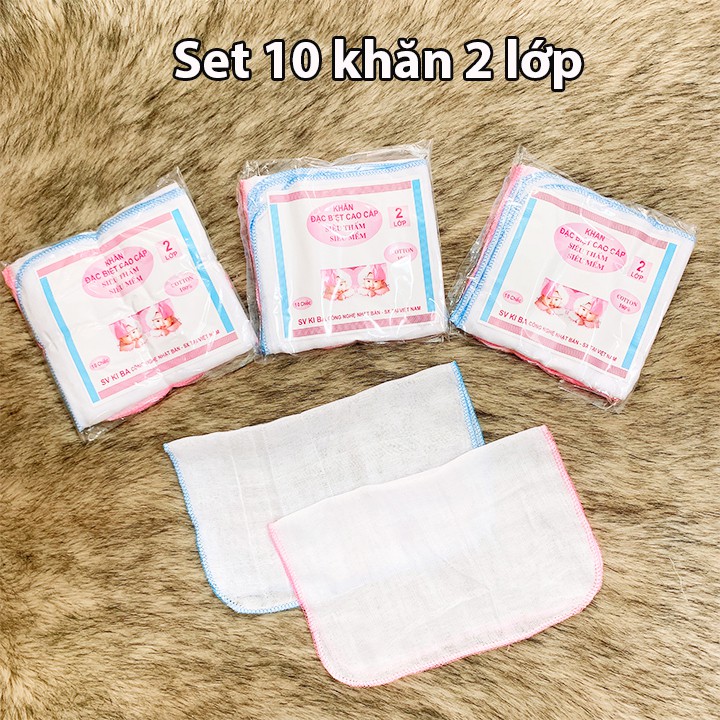 Khăn sữa cho bé sơ sinh Kiba siêu mềm siêu thấm 2 lớp, 3 lớp, 4 lớp – Set 10 khăn tiện lợi BBShine – KH005