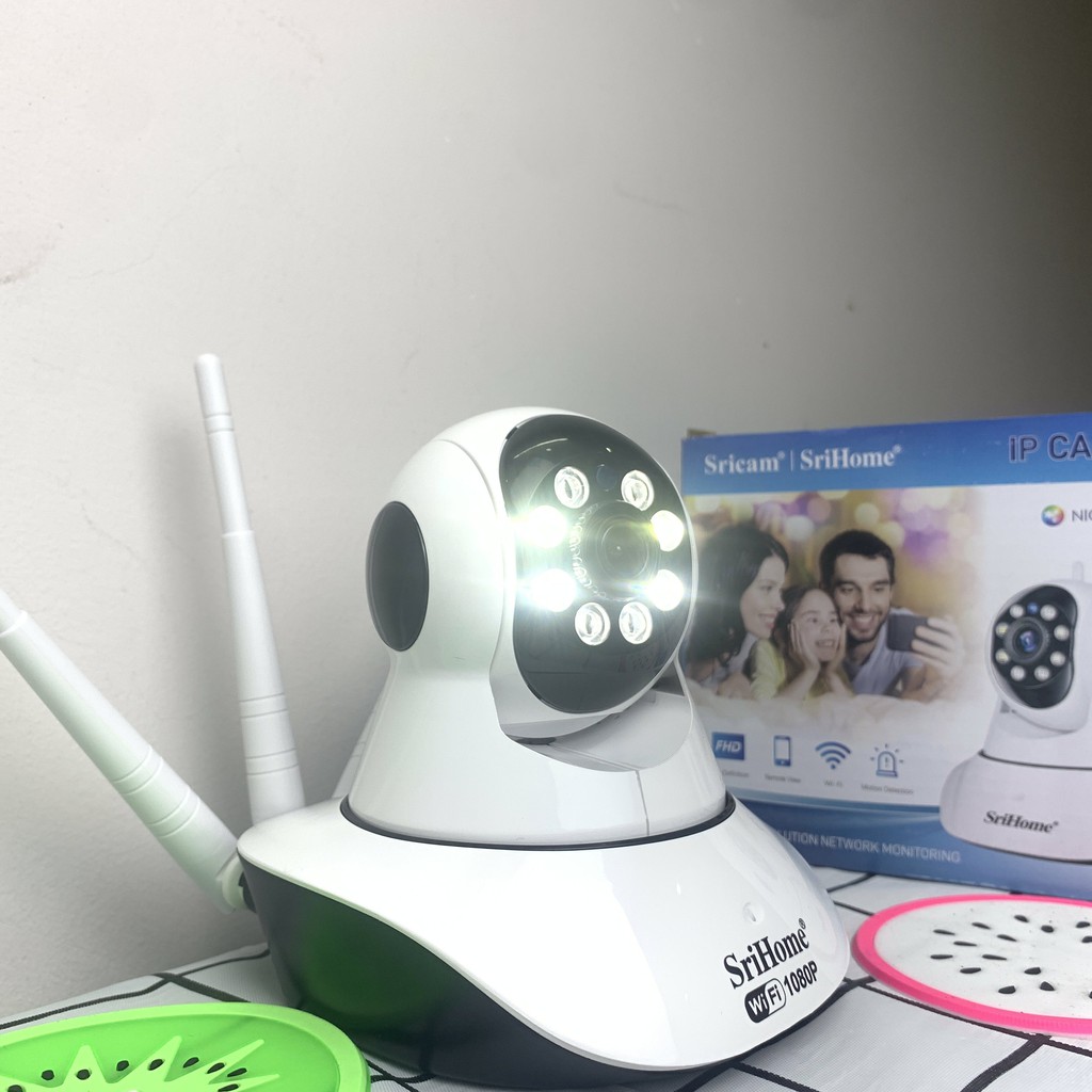 Camera Wifi Srihome 3 Râu 2.0 Mpx-Có Màu Ban Đêm-Kèm Thẻ Nhớ