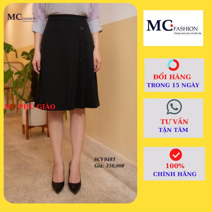 Chân Váy Chữ A Mc Fashion Dáng Dài Công Sở Nữ Đẹp, Lưng Cao Màu Đen Chất Vải Co Giãn Nhẹ Size Đủ CV0485