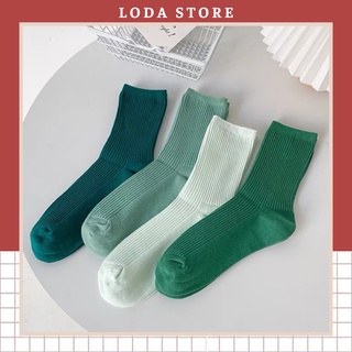 Tất nữ nhún cao cổ gân tăm hàn quốc 7 màu xanh lá pastel siêu xịn mịn