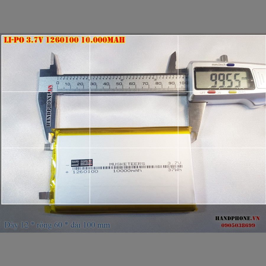 Pin Li-Po 3.7V 1260110 10000mAh  chế UPS, sạc dự phòng