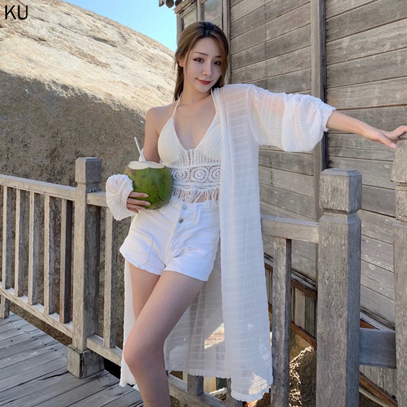 Hàng mới về Áo khoác cardigan chiffon mỏng tay dài thời trang đi biển mùa hè mới 2021
