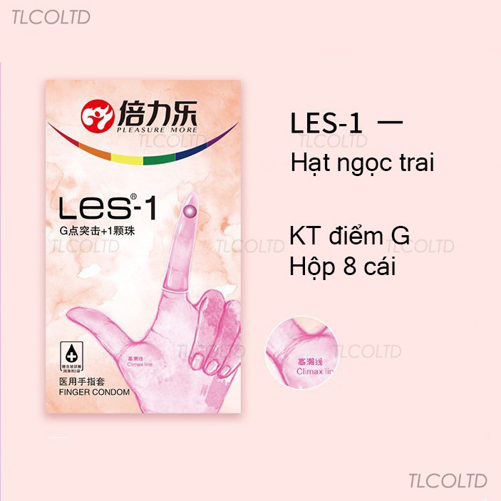 Bao cao su ngón tay gai, hạt ngọc trai Pleasure More Hộp 8 cái