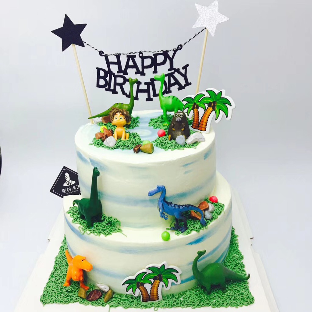 Bộ khủng long trang trí bánh sinh nhật, đồ chơi cho bé- Hàng nhựa đặc