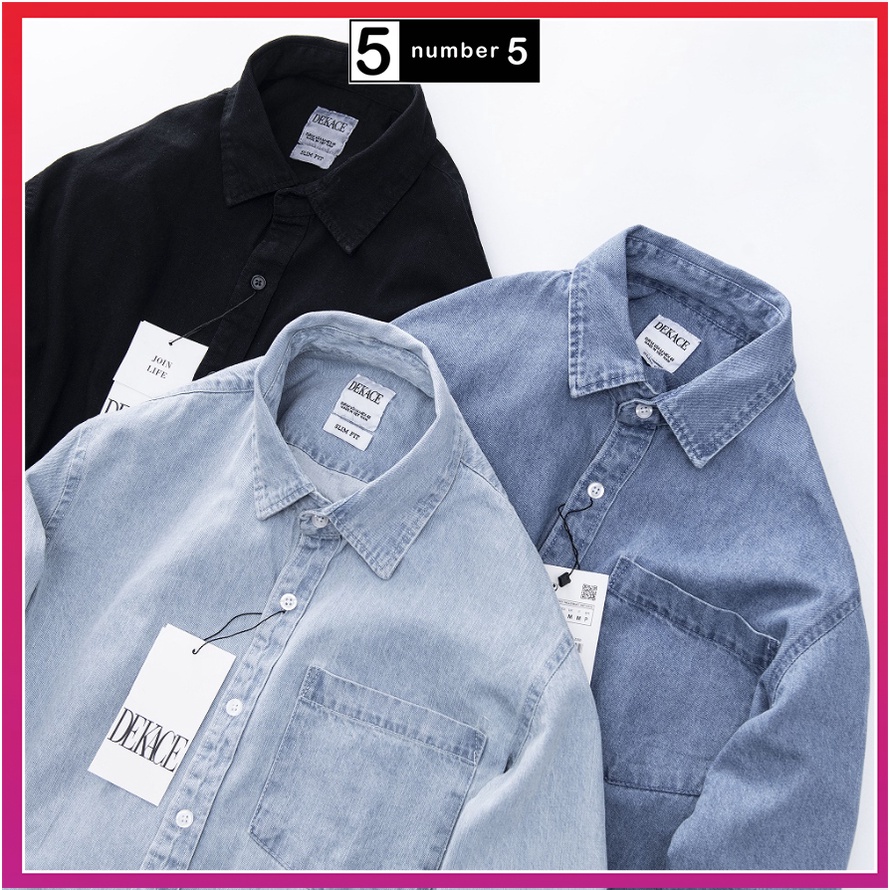 Áo Sơ Mi Denim Nam Cao Cấp Vải Dày Co Giãn