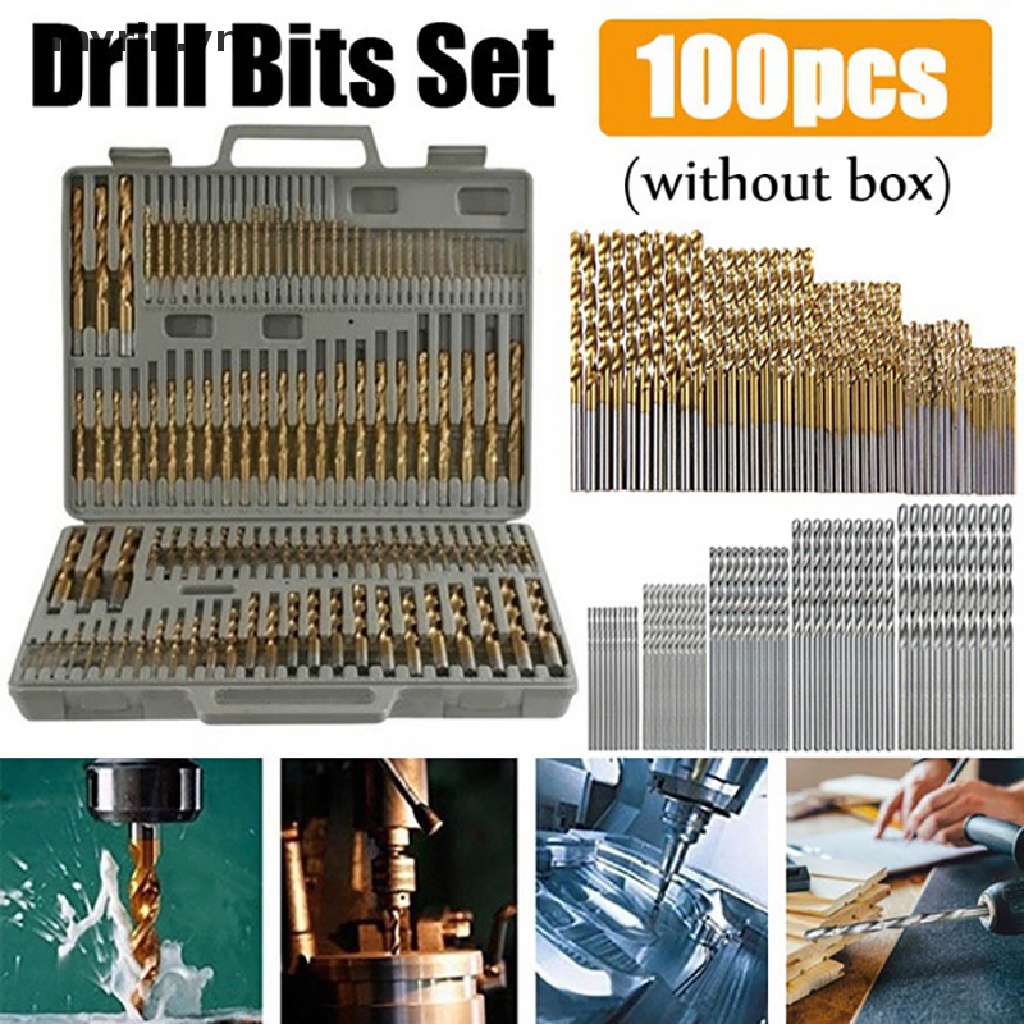 Set 100 / 50 Mũi Khoan Thép Phủ Titan Tốc Độ Cao HSS
