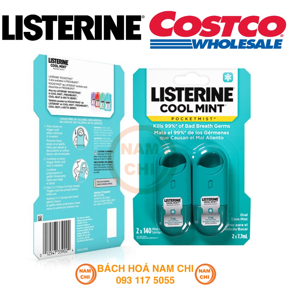 Xịt Thơm Miệng LISTERINE PocketMist Oral Care Cool Mint - USA