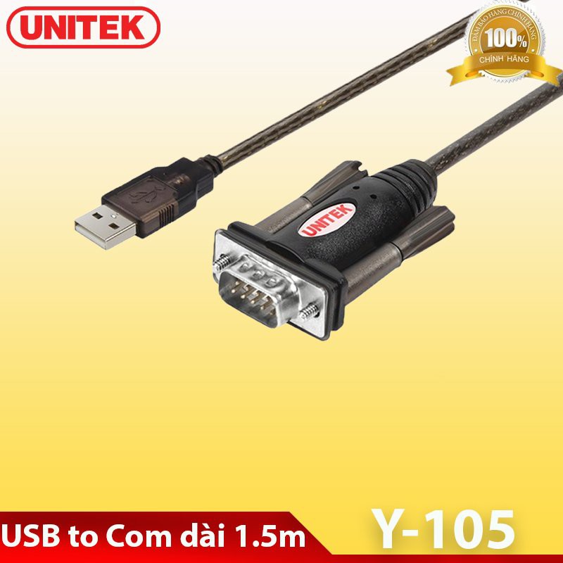 Cáp USB to Com (USB to RS232) 1.5M Unitek Y-105