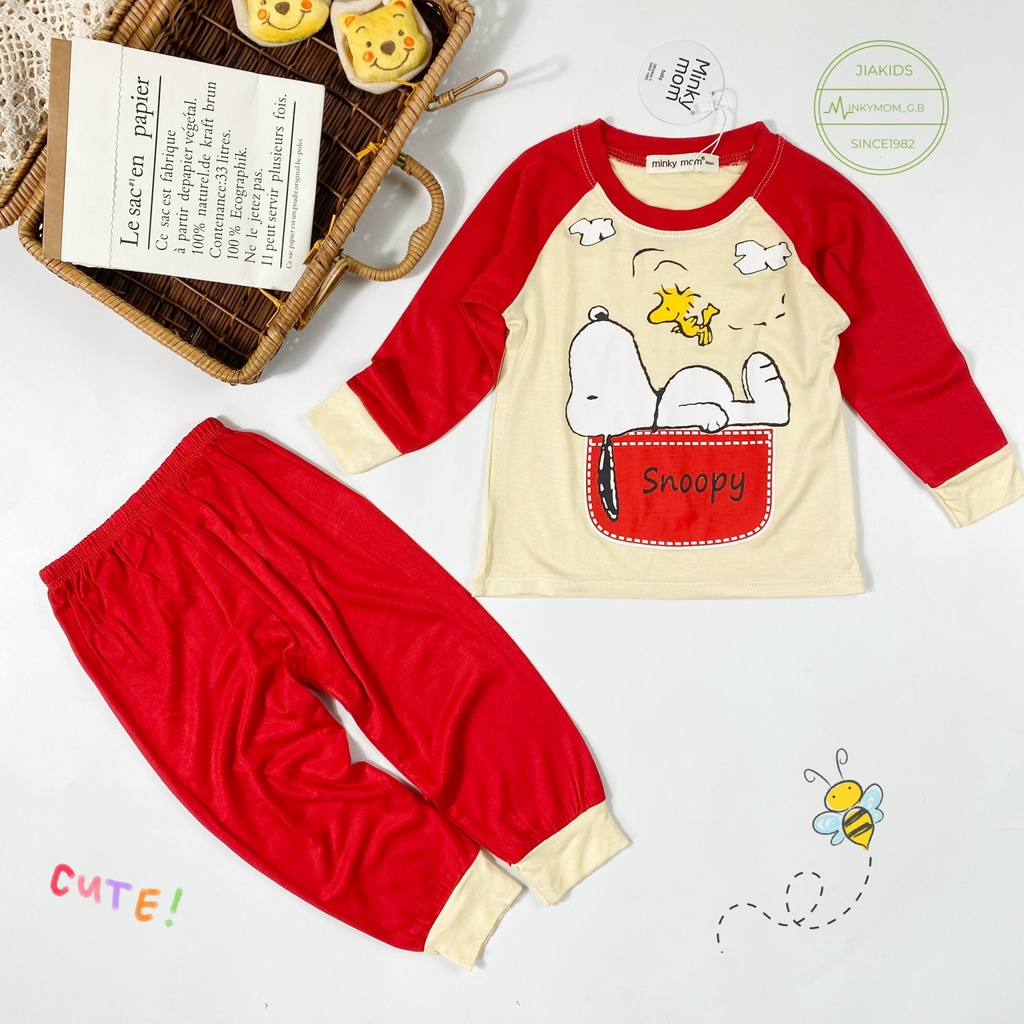 Bộ Dài Tay THUN LẠNH MINKY MOM In Nhân Vật Hoạt Hình Cho Bé TD-IN53