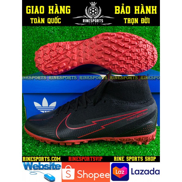 (HÀNG THAILAND) GIÀY BÓNG ĐÁ SÂN CỎ NHÂN TẠO 𝗡𝗶𝗸𝗲 Mercurial Vapor 13 đen đỏ cổ cao.TF.CAM KẾT Y HÌNH-CAM KẾT HÀNG