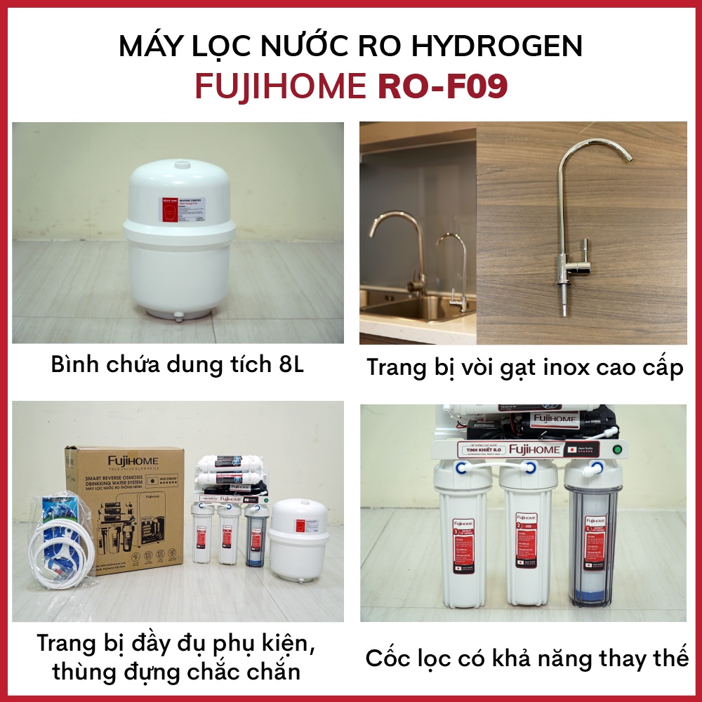 Máy lọc nước RO tinh khiết gia đình 9 cấp lọc uống trực tiếp Fujihome, thiết bị lọc nước gia đình- Bảo hành 2 năm